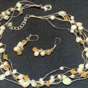 Freshwater Pearl Necklace & Earrings Set